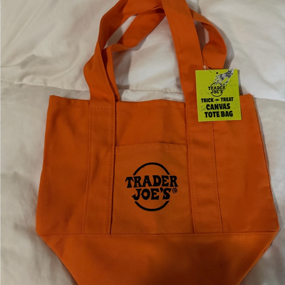 Trader Joe's Orange Canvas small Tote Bag